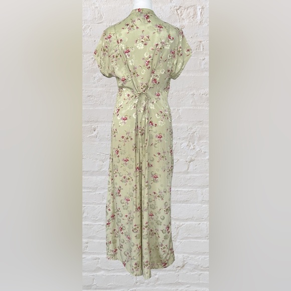 April Cornell Vintage Maxi Dress Sz S Pistachio Green Floral 9Os 30s Style - Picture 5 of 10